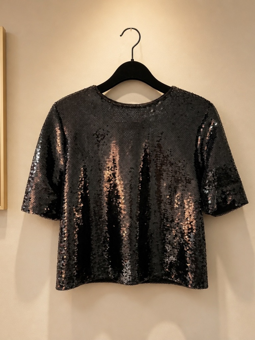 Ultra Pink Black Sequin Short Sleeve Tee